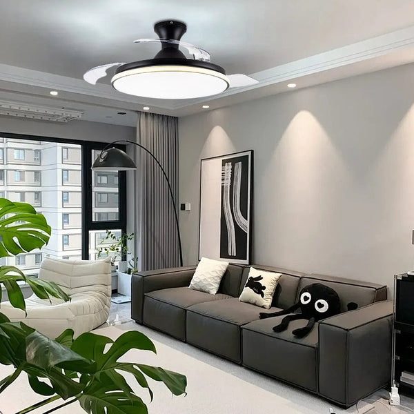 Sleek Flush Mount Ceiling Fan with LED Light