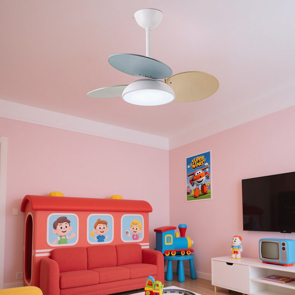 Macaron Colorful Round Ceiling Fan With LED Light