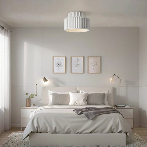 Vintage Cream Style Drum Ceiling Lamp