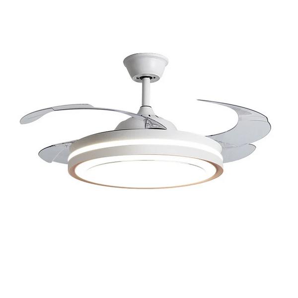 White Metal Remote Control Ceiling Fan With Light