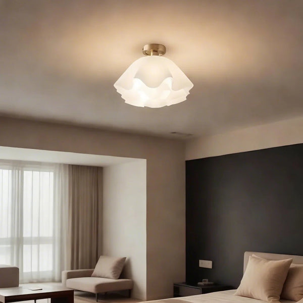 Modern White Flower Semi Flush Mount Ceiling Lamp