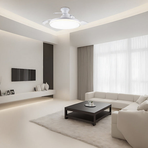 Sleek Flush Mount Ceiling Fan with LED Light