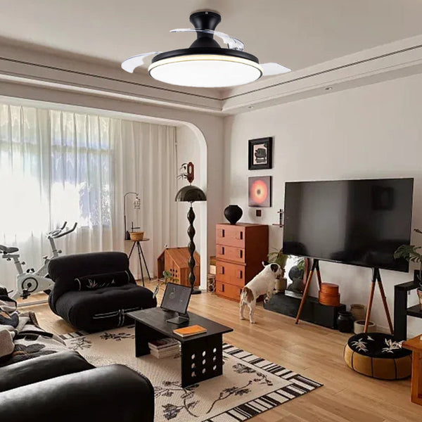 Sleek Flush Mount Ceiling Fan with LED Light