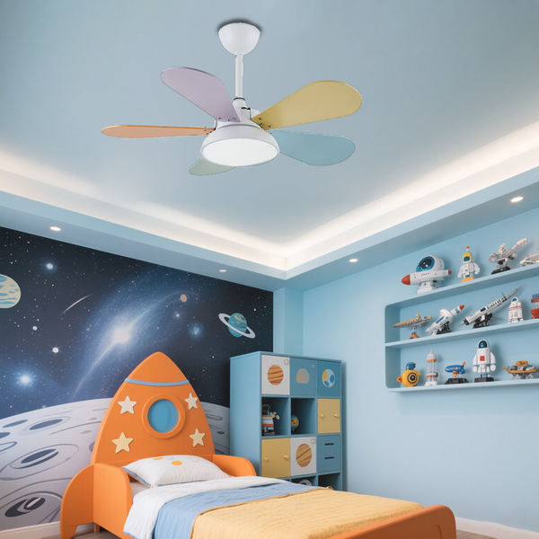 Macaron Colorful Round Ceiling Fan With LED Light