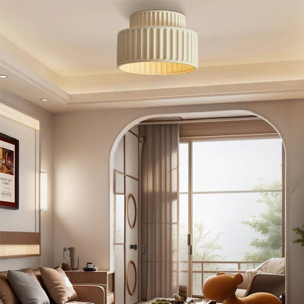 Vintage Cream Style Drum Ceiling Lamp