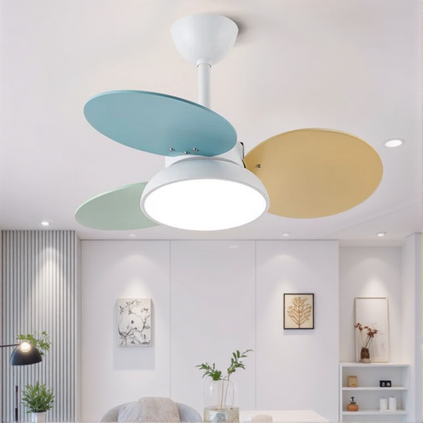 Macaron Colorful Round Ceiling Fan With LED Light