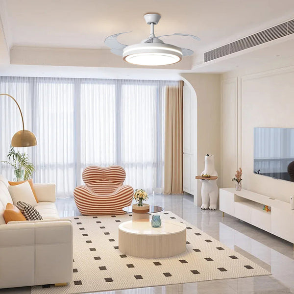 White Metal Remote Control Ceiling Fan With Light