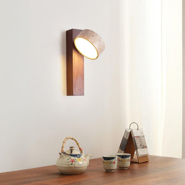 Off-White Travertine Wall Lamp