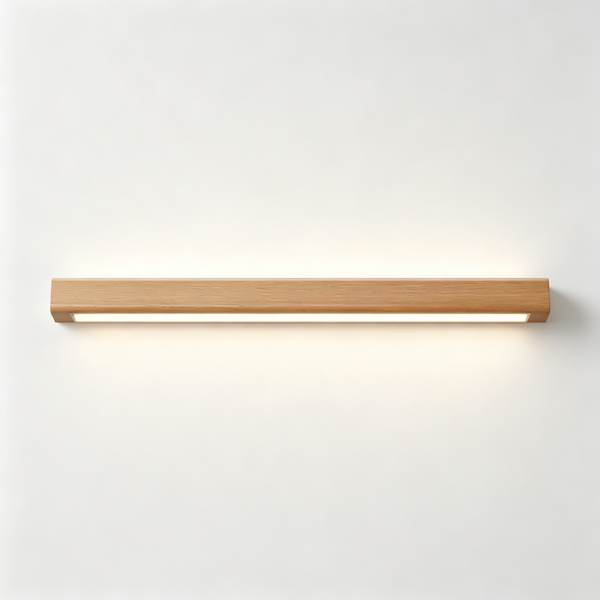 Nordic Minimalist Wooden Linear Wall Lamp – LED Bedside Background Light