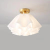 Modern White Flower Semi Flush Mount Ceiling Lamp