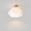 Modern White Flower Semi Flush Mount Ceiling Lamp