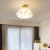 Modern White Flower Semi Flush Mount Ceiling Lamp