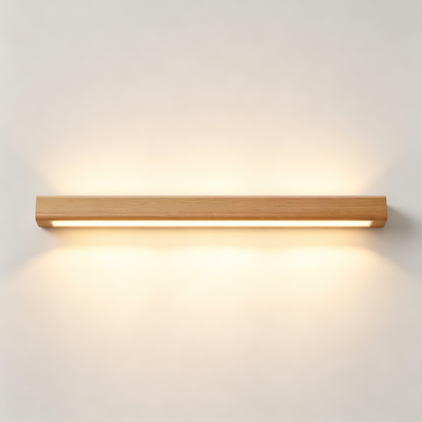 Nordic Minimalist Wooden Linear Wall Lamp – LED Bedside Background Light